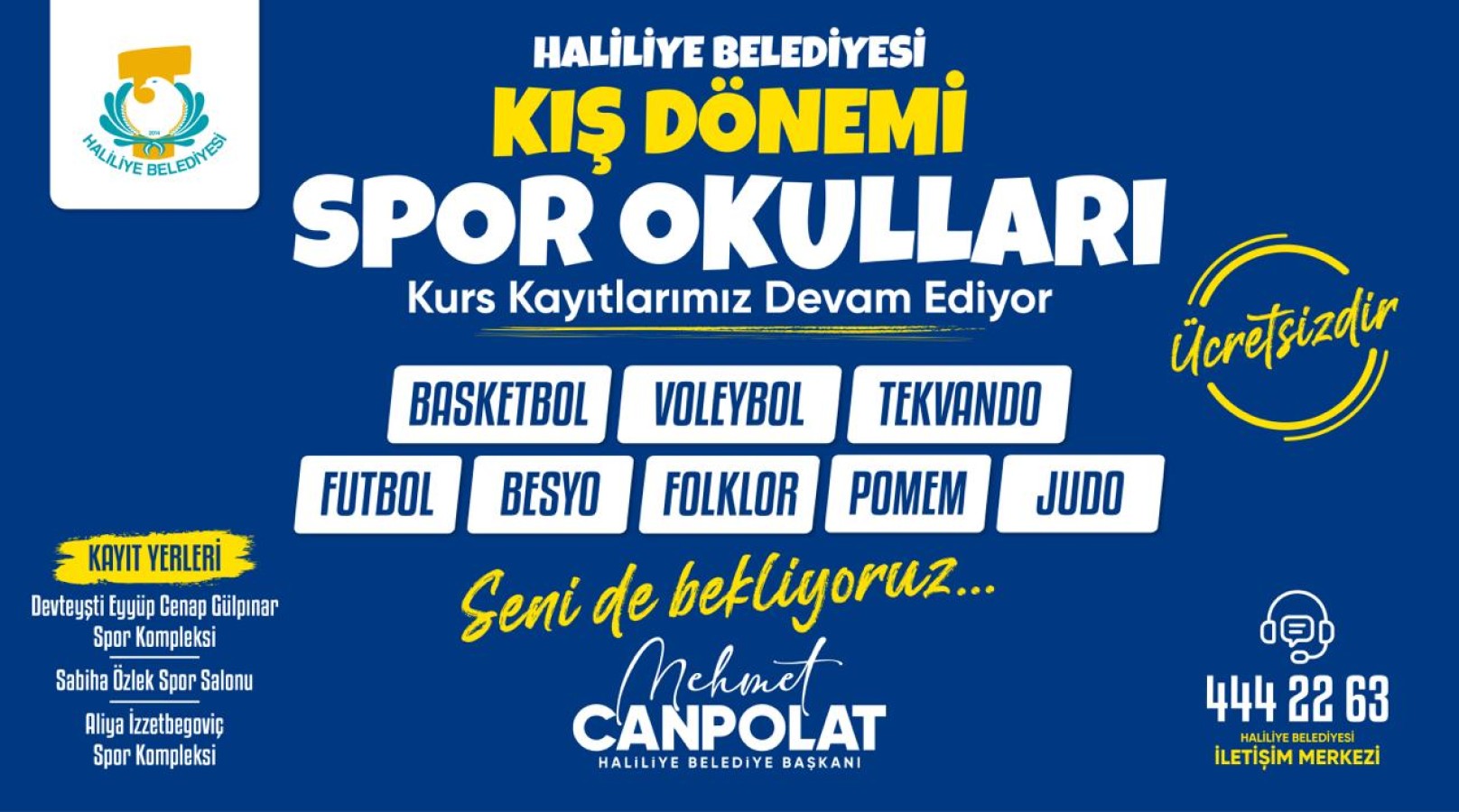 Haliliye Belediyesi’nden ücretsiz kış dönemi spor okulları